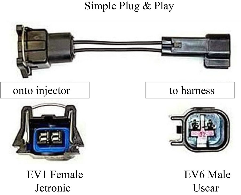 EV1(Jetronic) Female to EV6(Uscar) Male Fuel Injector Wired Adapter